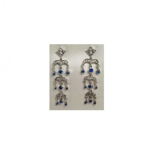 Pendientes Xernus Plata NF1220 Filigranas Con Circonitas Zafiro