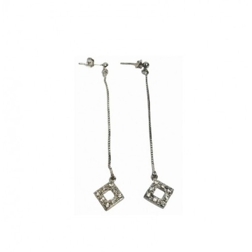 Pendientes Xernus Plata NF1320 Largos Cuadrado Con Circonitas