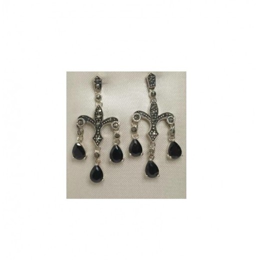 Pendientes Xernus Plata NF1332 Filigranas Con Circonitas Negras