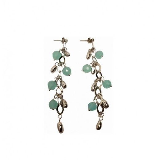 Pendientes Xernus Plata NF1418 Largos Cuarzo Verde