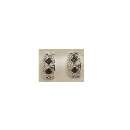 Pendientes Xernus Plata NF1428 Circonitas Bicolor Azabache