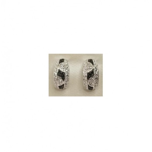 Pendientes Xernus Plata NF1429 Circonitas Bicolor Azabache