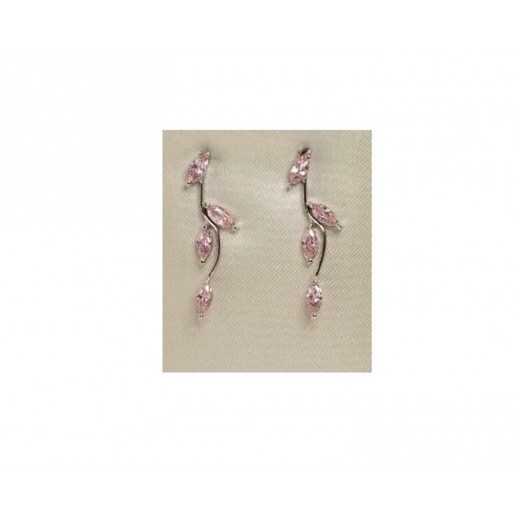 Pendientes Xernus Plata NF1677 Flor Con Circonitas Rosas