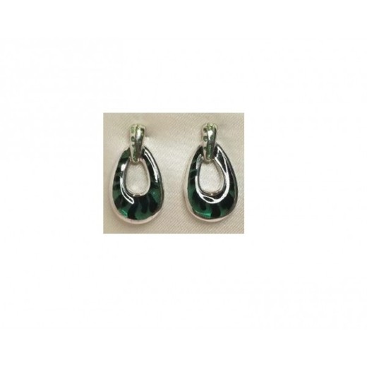 Pendientes Xernus Plata NF1717 Ovalados Con Resina Verde