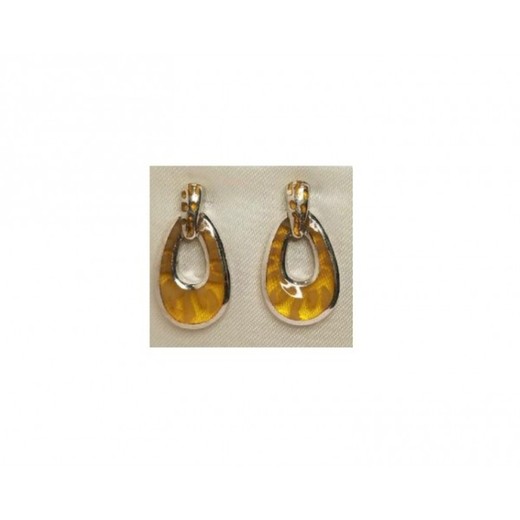 Pendientes Xernus Plata NF1718 Ovalados Con Resina Naranja