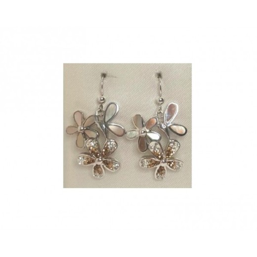 Pendientes Xernus Plata NF1873 Flores Circonitas Y Esmalte