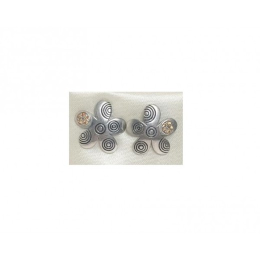 Pendientes Xernus Plata NF1878 Flor Labrada Con Topacio