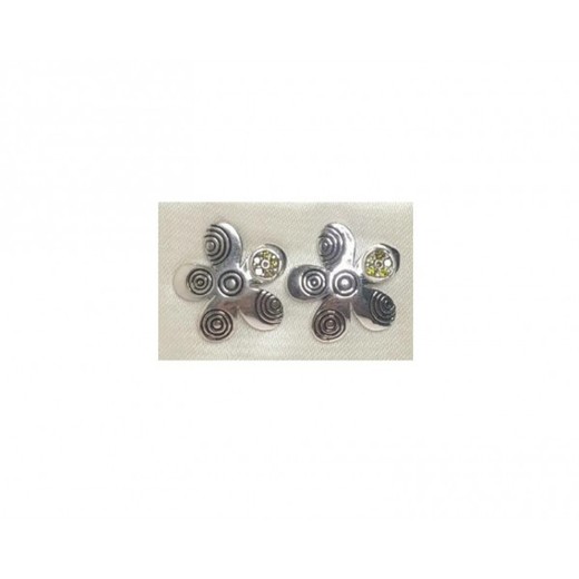 Pendientes Xernus Plata NF1881 Flor Labrada Con Peridoto