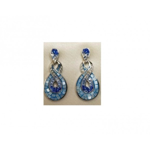 Pendientes Xernus Plata NF1892 Ocho Resina Y Circonitas Azul