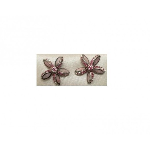 Pendientes Xernus Plata NF1904 Flor Con Circonitas Rosa Y Resina