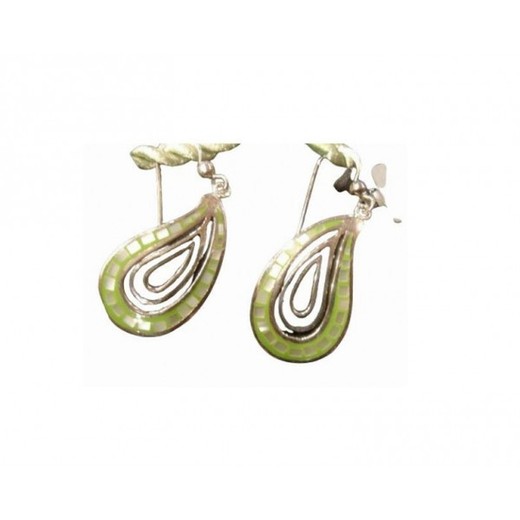 Pendientes Xernus Plata NF1908 Ovalos Con Resina Verde