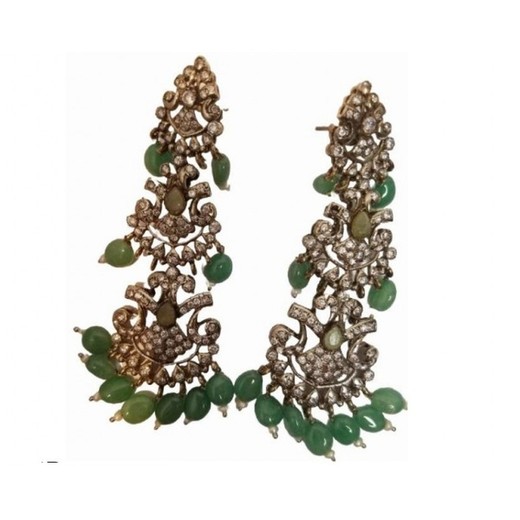 Pendientes Xernus Plata NF1925 Filigranas Con Jade Y Circonitas