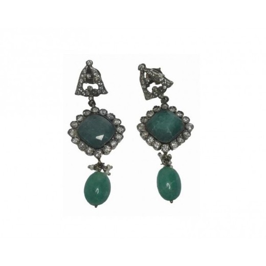 Pendientes Xernus Plata NF1933 Colgante Con Jade Y Circonitas