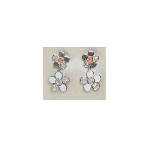 Pendientes Xernus Plata NF1960 Flor Con Circonitas