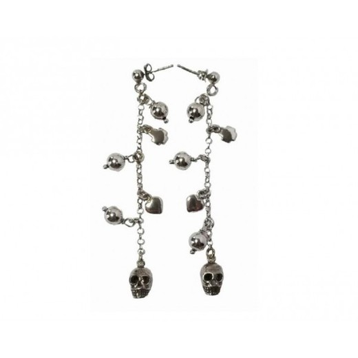 Pendientes Xernus Plata NF2379A Corazones Con Calavera