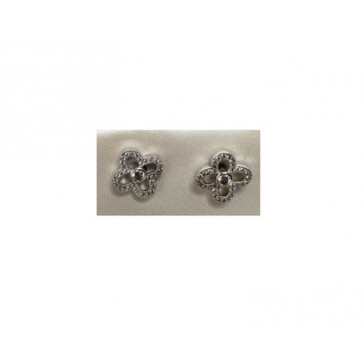 Pendientes Xernus Plata NF3267 Botón Flor Con Circonitas