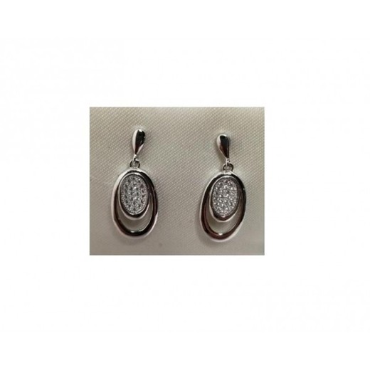 Pendientes Xernus Plata NF3273 Ovalos Con Colgante Central Circonitas