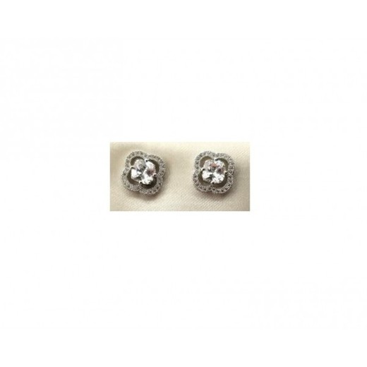 Pendientes Xernus Plata NF3277 Roseta Calada Con Circonitas