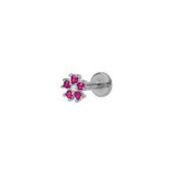 Piercing Acero 4,5mm PZA0004RHZR Flor Con Circonitas Rosa