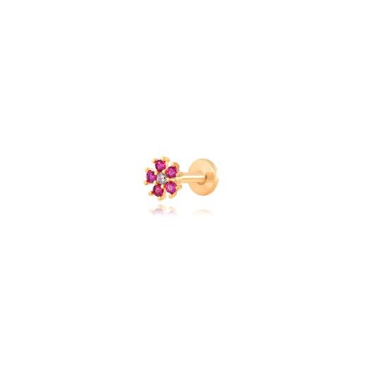 Piercing Acero Dorado 4,5mm PZA0004DOZR Flor Con Circonitas Rosa