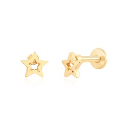 Piercing Acer Daurat 5mm PLA0003DO Estrella Hueca