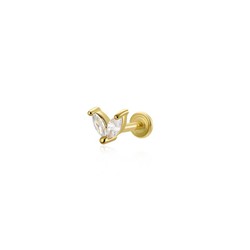 Piercing Acero Dorado 5mm PZA0011DO Flor Con Circonitas