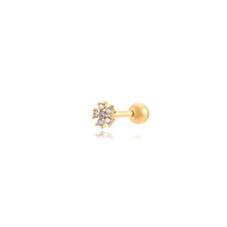 Piercing aus goldenem Stahl, 5 mm, PZA0012DOCZ, Blume mit Zirkonen