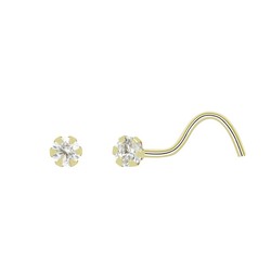 18 kt guld næsepiercing 6 kløer Zirconia 2 mm 0208786