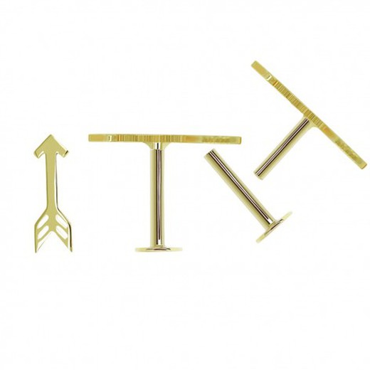 Nasenpiercing Pfeil aus 18-karätigem Gold, 8 x 2,5 mm, flacher Verschluss, 8 x 3,5 mm, 0202024