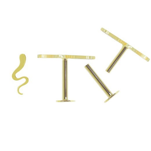 18-karatowy złoty kolczyk do nosa wąż 7,5 x 3,5 mm płaskie zapięcie 8 x 3,5 mm 0202014