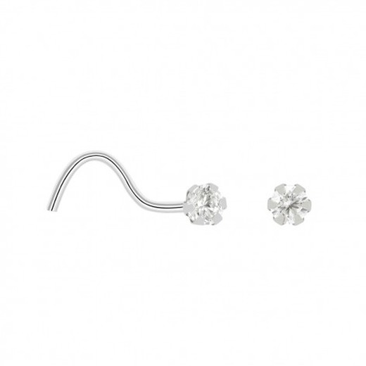 18 kt White Gold Nose Piercing 6 Claws Zirconia 2 mm 0208788