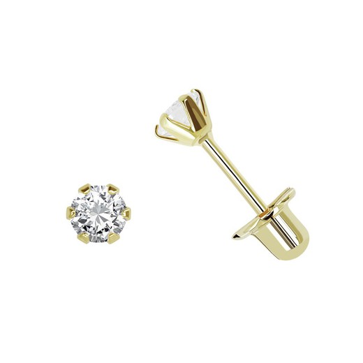 18 kt Gold Piercing Zirconia 3 mm. With 6 Jaws Pressure Closure 0202281