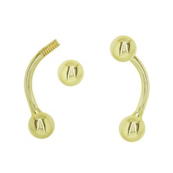 Piercing Oro 18kts Bola Tapón Rosca 3,5 mm Alto 14mm 0204649