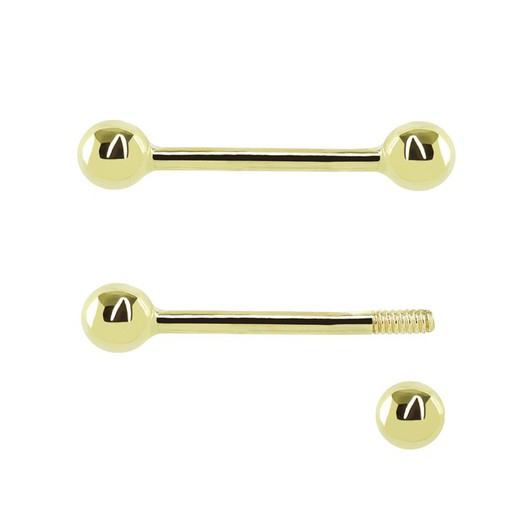 Piercing aus 18-karätigem Gold mit Kugelmotiv und 3,5-mm-Schraubverschluss. Maße: 15,5 mm lang. 0204646