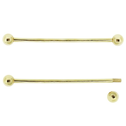 Piercing aus 18-karätigem Gold mit Kugelmotiv und 3,5-mm-Schraubverschluss. Maße: 37 mm lang 0202068
