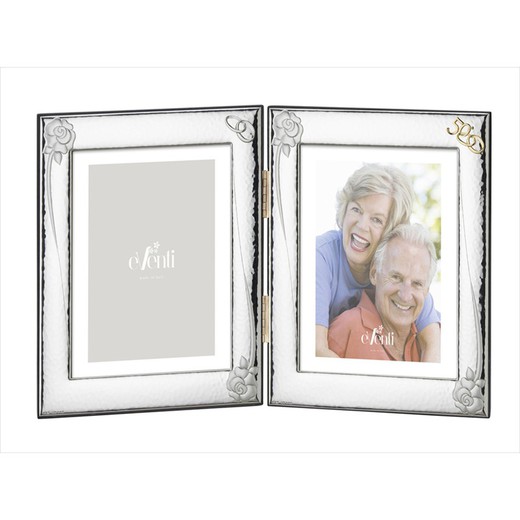 Cornice Portafoto Doppio Anniversario 10x15cm EV9150/02C Flower Alliances 50 Anni