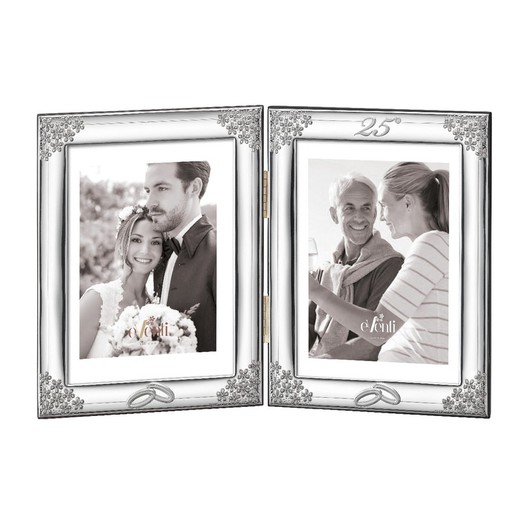 Cornice Portafoto Anniversario Doppio 13x18 cm EV9258/04V Alleanze - Fiori 25 Anni