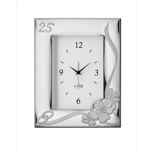 Cadre Photo Horloge Anniversaire 13x18cm EV9070/ORV Alliances de Fleurs 25 Ans