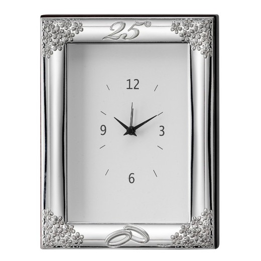 Portafotos Reloj Aniversario 9x13cm EV9250/ORV Alianzas Flores 25 Años