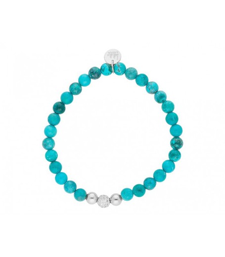 Pulsera Acero 6mm Liska Mujer SHA050-1 Piedras Turquesa