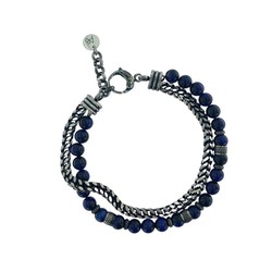 Pulsera Acero Argent Basic 20-23cm PUHS1855B Ojo De Tigre Azul