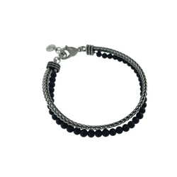 Pulsera Acero Argent Basic 20-23cm PUHS1989N Piedras Negras Acero