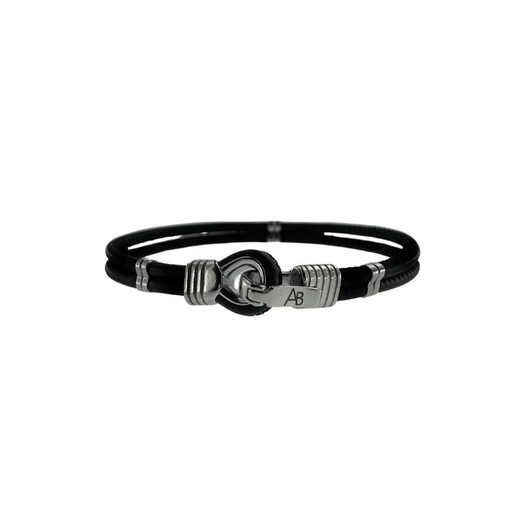 Pulsera Acero Argent Basic 20,5cm PUHS1739N Cordón Piel Negra