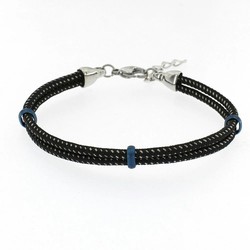 Pulsera Acero Argent Basic 21+3,5cm PUHG008 Cordón Negro