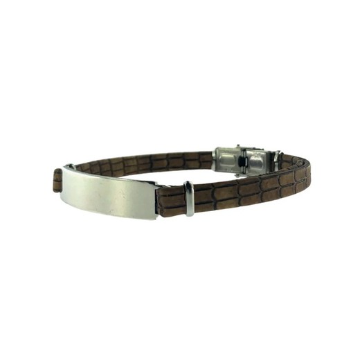 Pulsera Acero Argent Basic 21cm PUHS1738C Piel Marrón