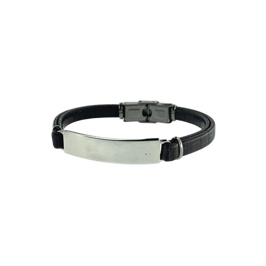 Pulsera Acero Argent Basic 21cm PUHS1738N Piel Negra