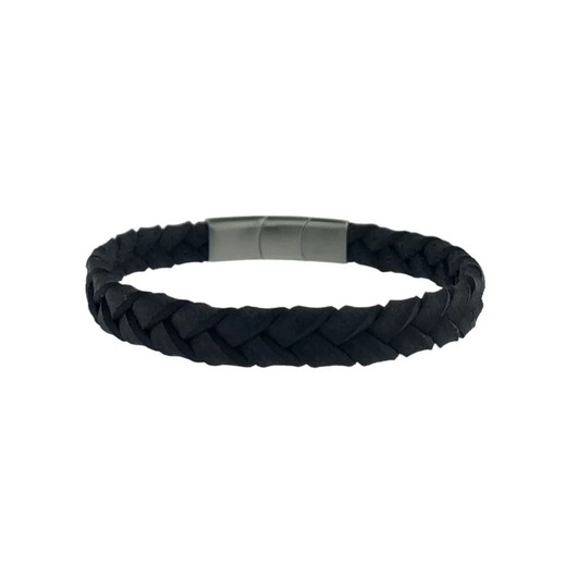 Pulsera Acero Argent Basic 21cm PUHS2152 Piel Negra Trenzada