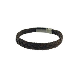 Pulsera Acero Argent Basic 21cm PUHS2152M Piel Marrón Trenzada