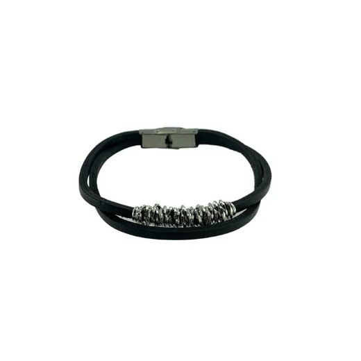 Pulsera Acero Argent Basic 21cm PUHS2439 Piel Negra