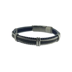 Pulsera Acero Argent Basic 22,5cm PUHS2382 Cordón Piel Cosida